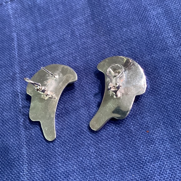 Angel Wing Sterling Silver Post Earrings. - Picture 2 of 2